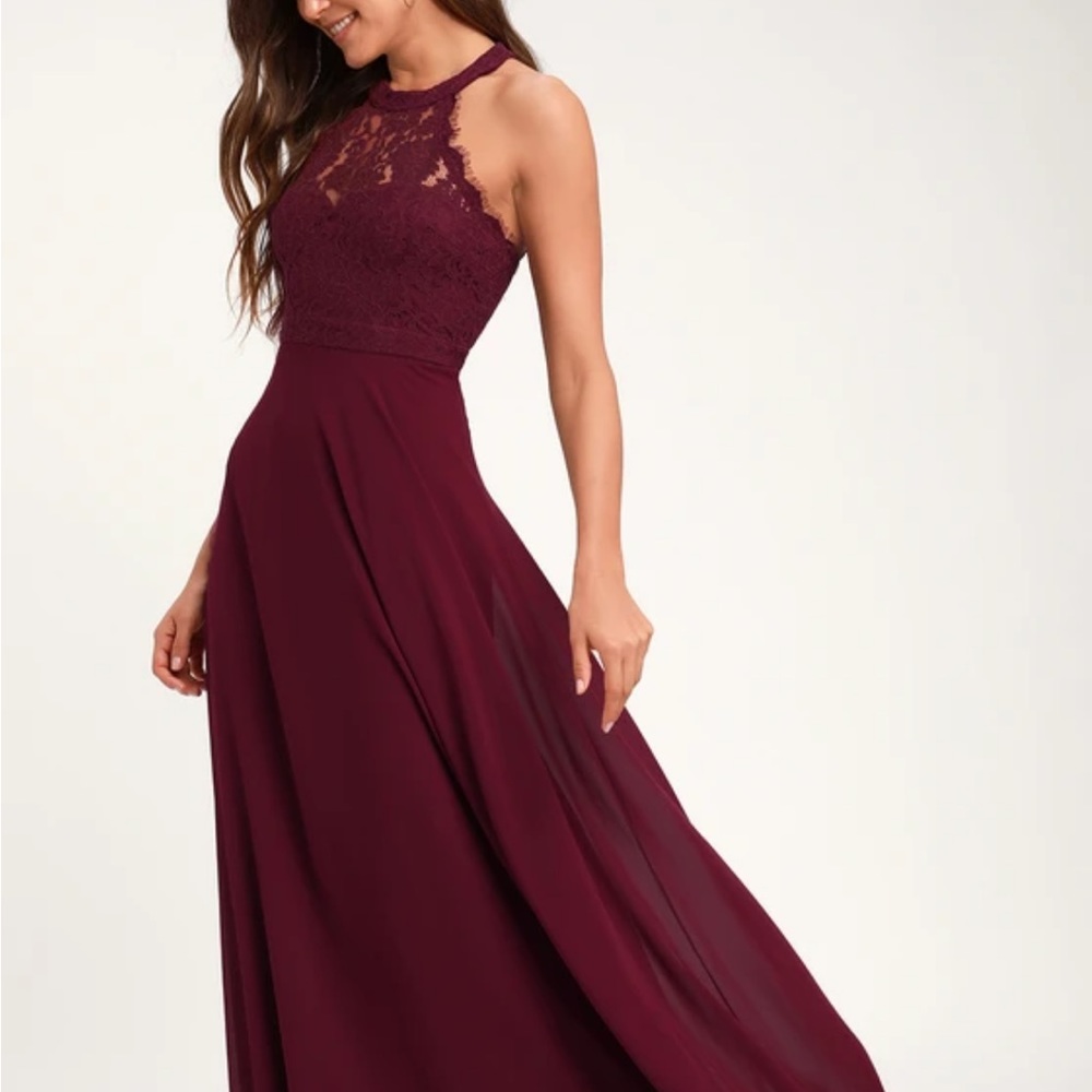 Lulus Dance All Evening Burgundy Lace Maxi Dress